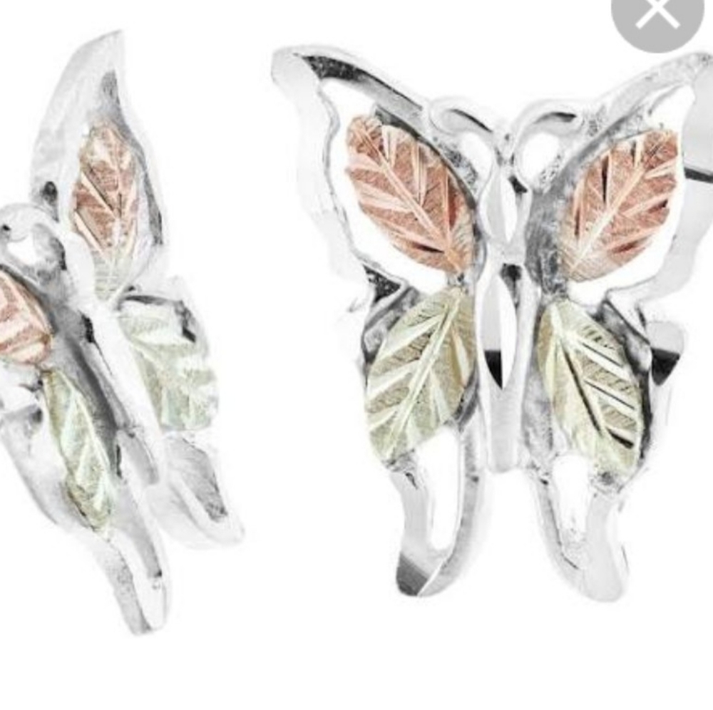 Black Hills Gold Tri-Tone Butterfly Earrings